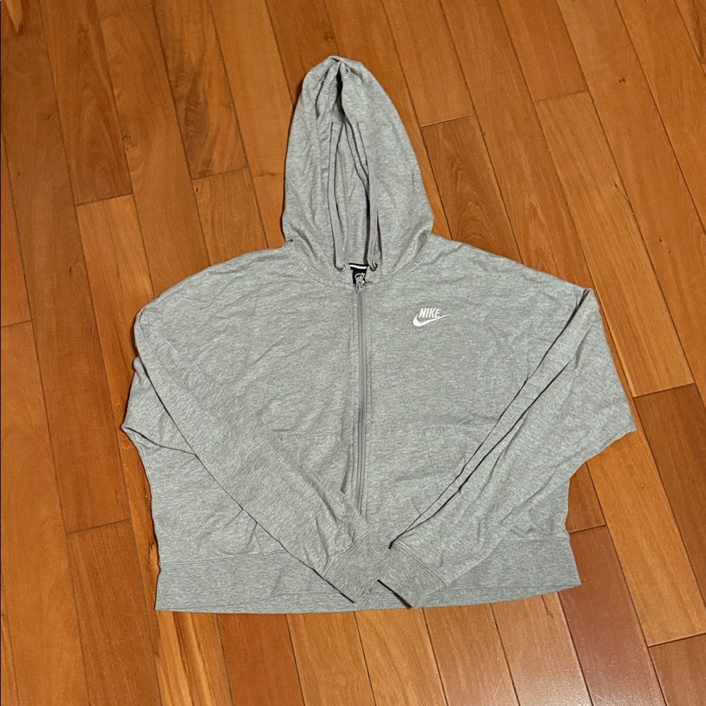 Nike Women's Light Gray Zip-Up Hoodie